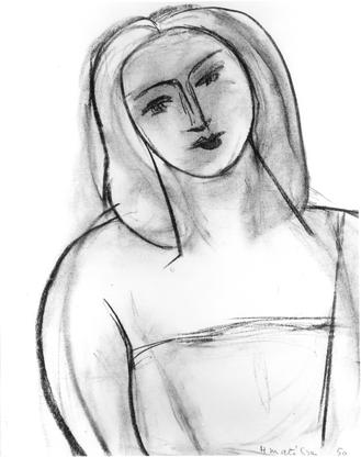 Henri Matisse Tete de Femme 1950 charcoal on paper...